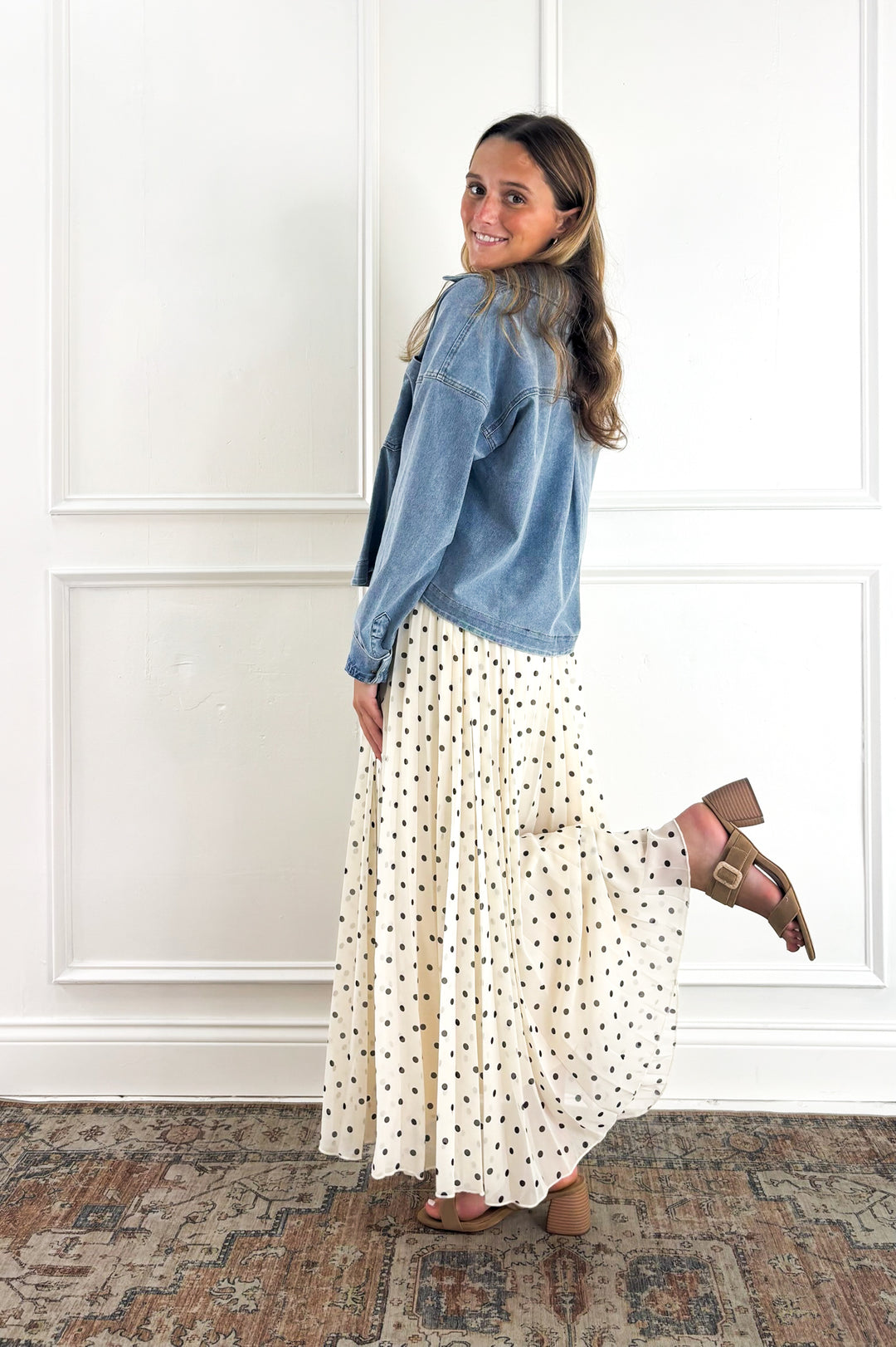 Polka Dot Pleated Skirt