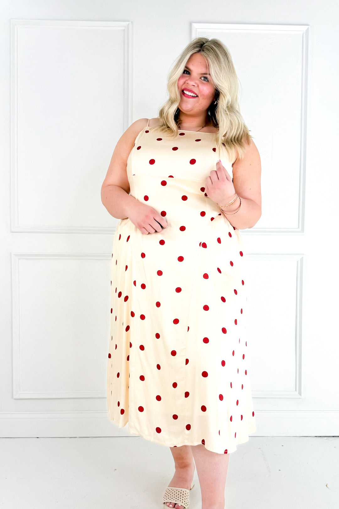 Curvy Polka Dot Picnic Midi Dress