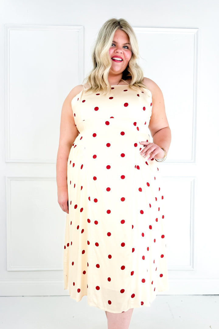 Curvy Polka Dot Picnic Midi Dress