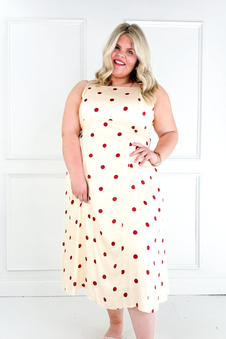 Curvy Polka Dot Picnic Midi Dress