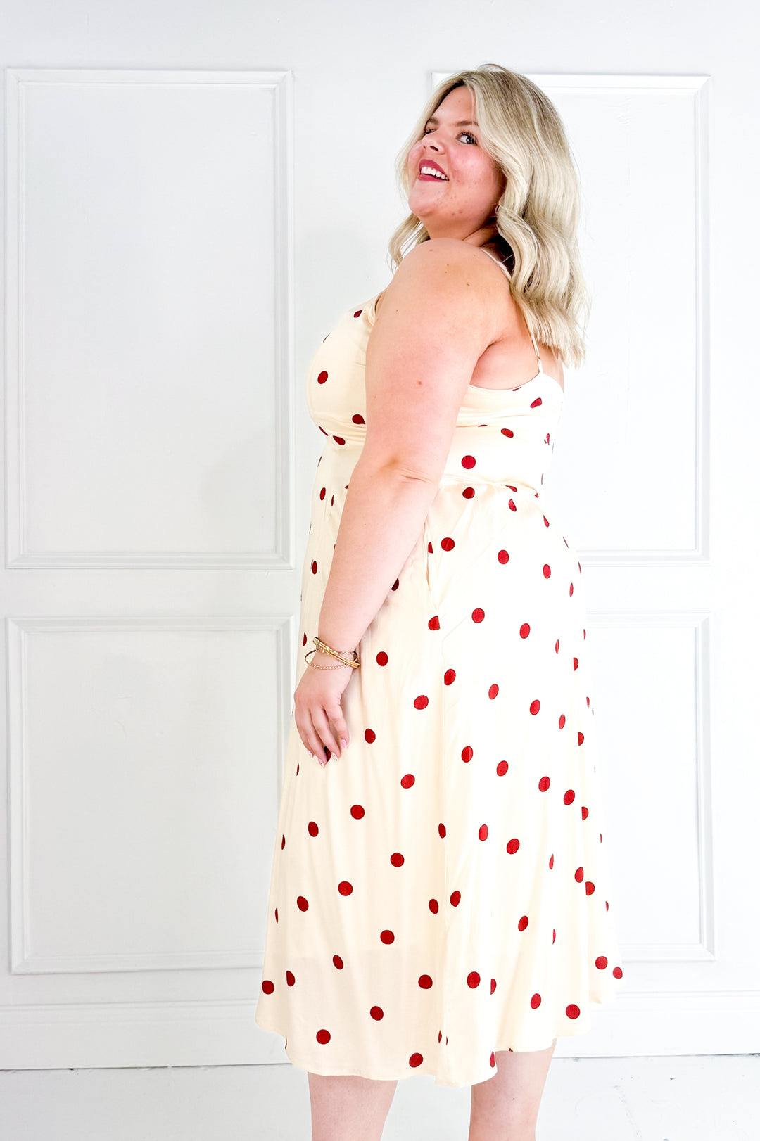 Curvy Polka Dot Picnic Midi Dress