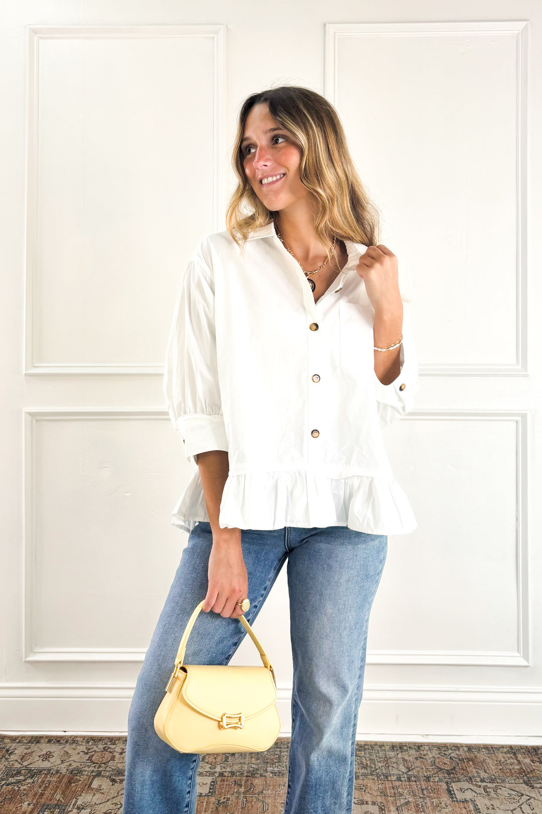 Ivory Meadow Peplum Knit Top