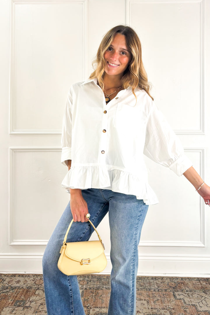 Ivory Meadow Peplum Knit Top