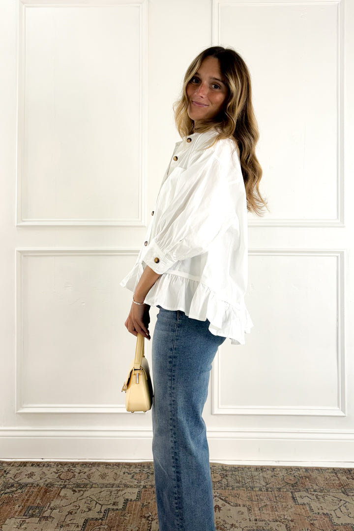 Ivory Meadow Peplum Knit Top