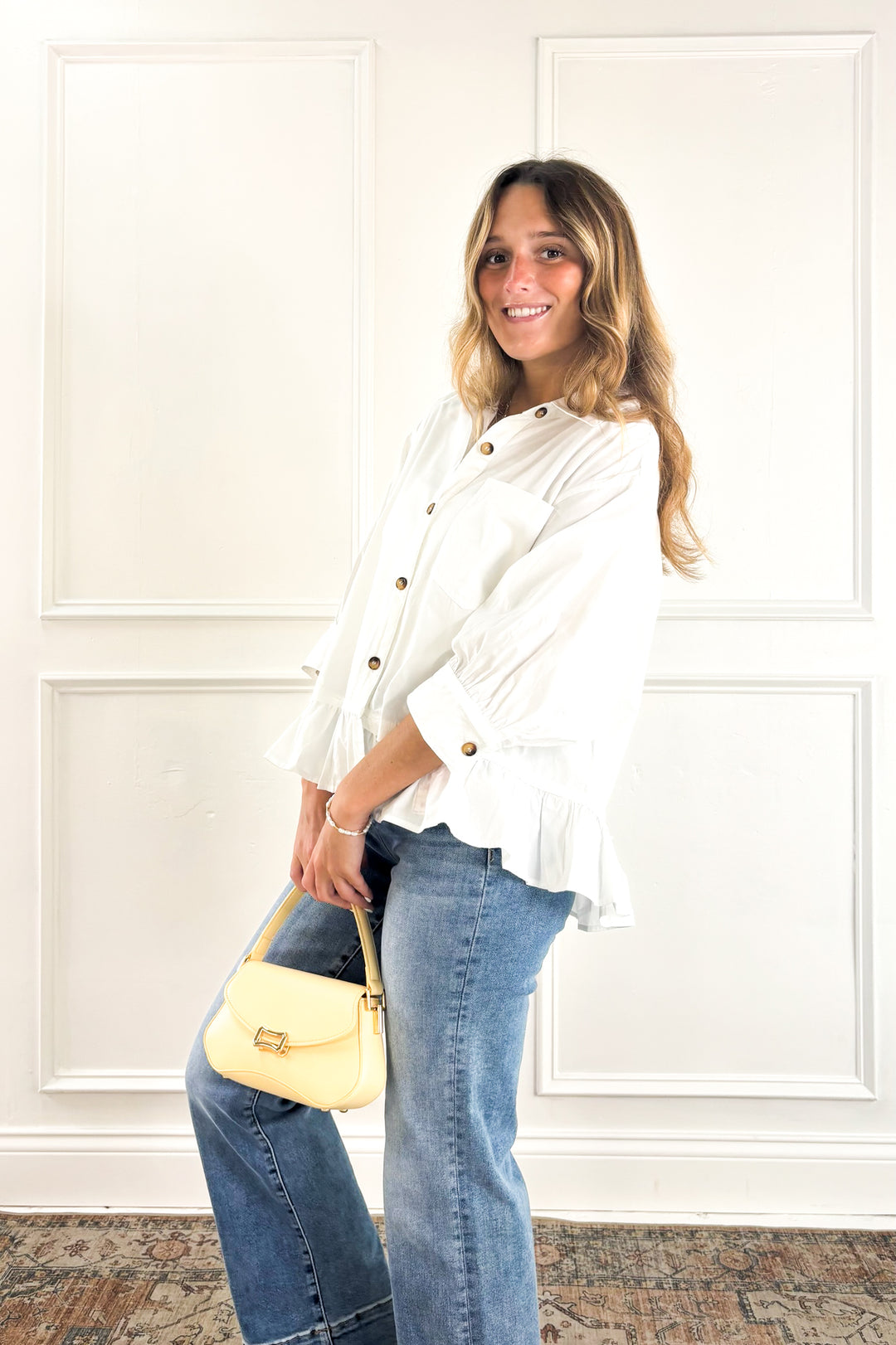 Ivory Meadow Peplum Knit Top