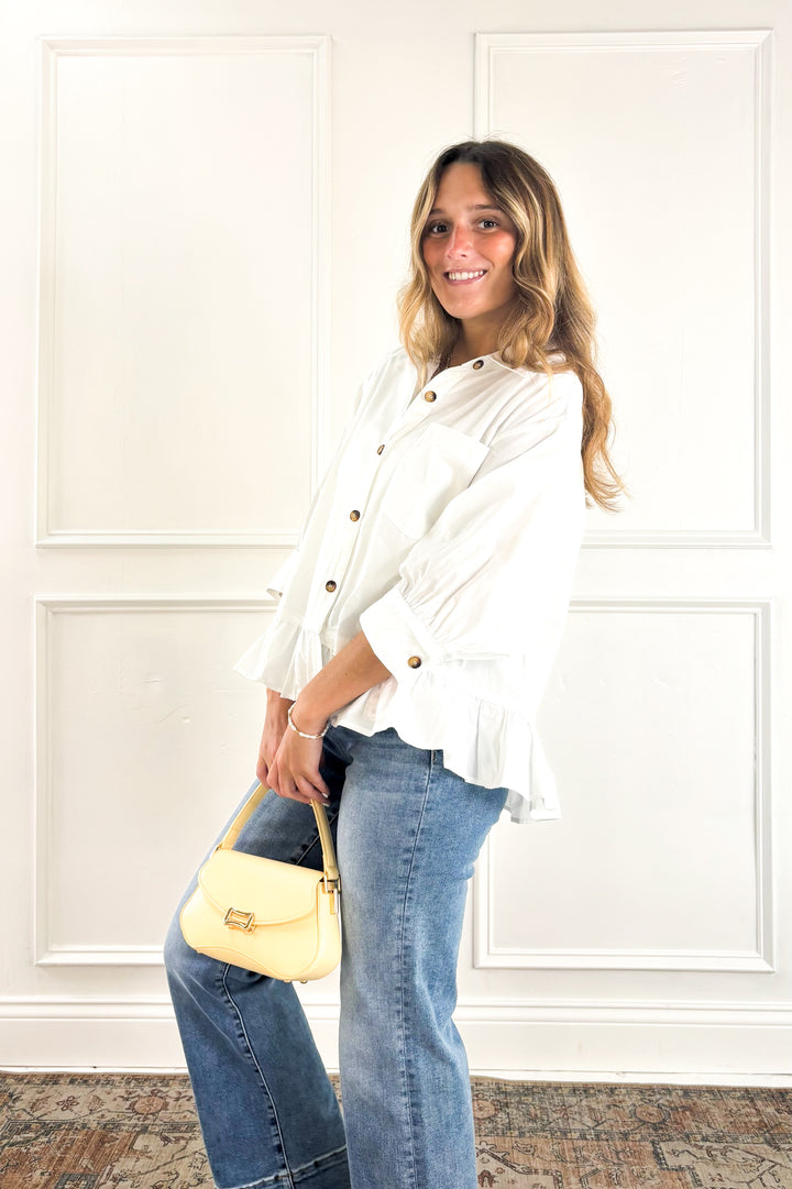 Ivory Meadow Peplum Knit Top