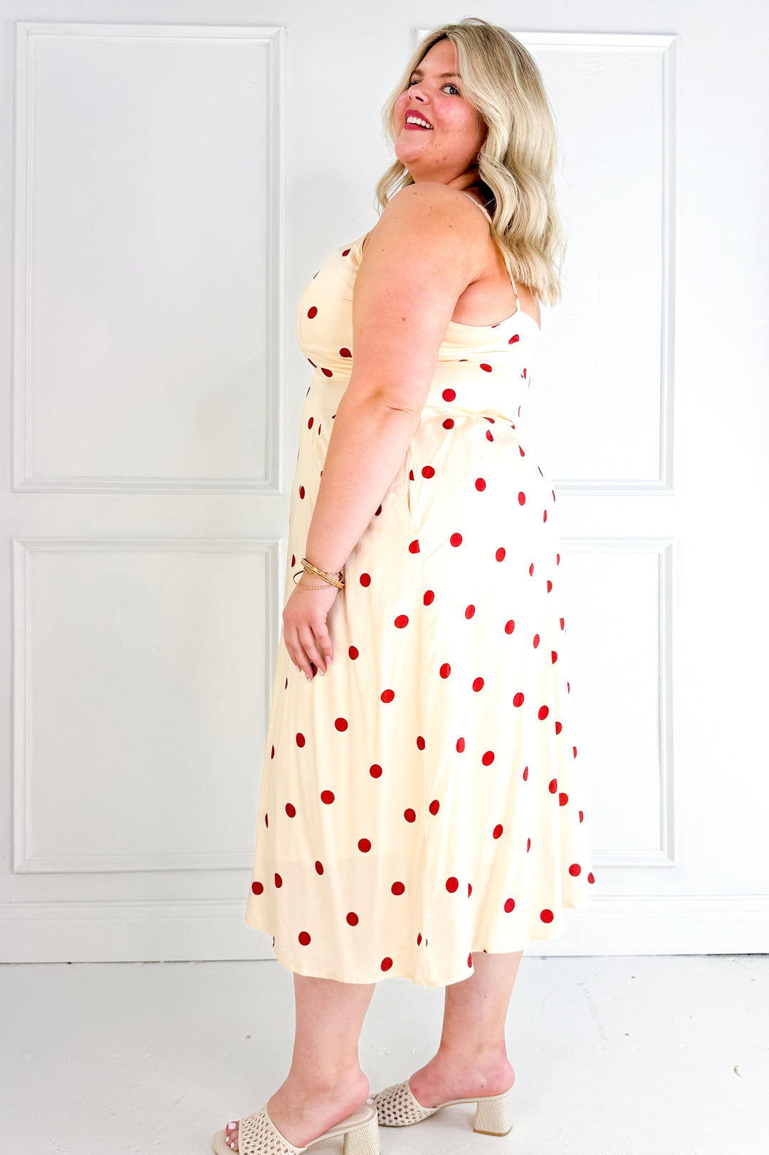 Curvy Polka Dot Picnic Midi Dress