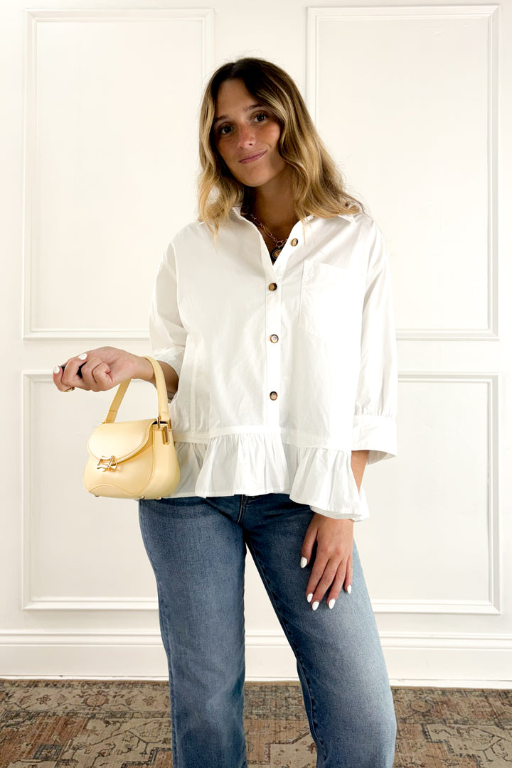 Ivory Meadow Peplum Knit Top