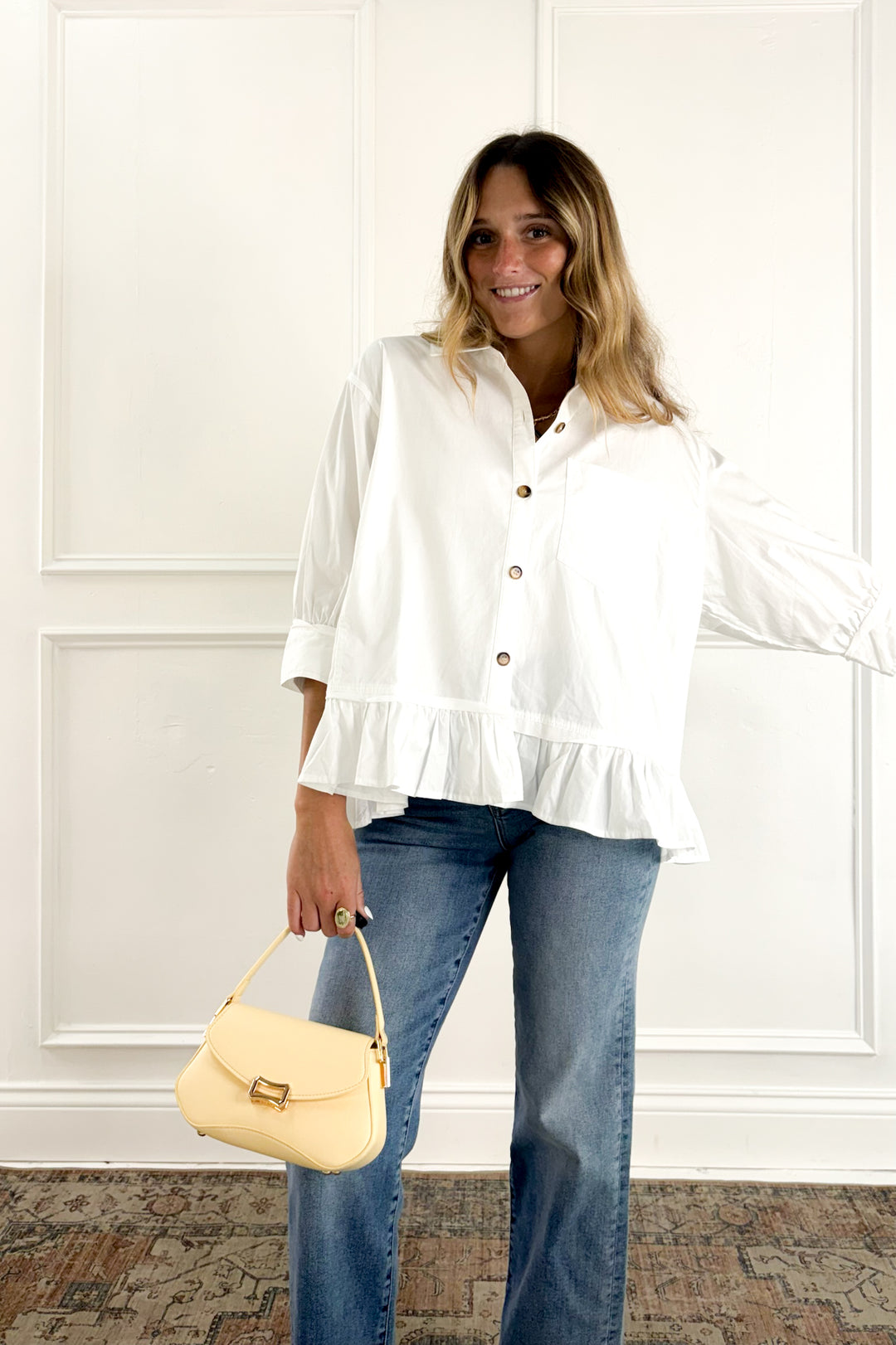 Ivory Meadow Peplum Knit Top