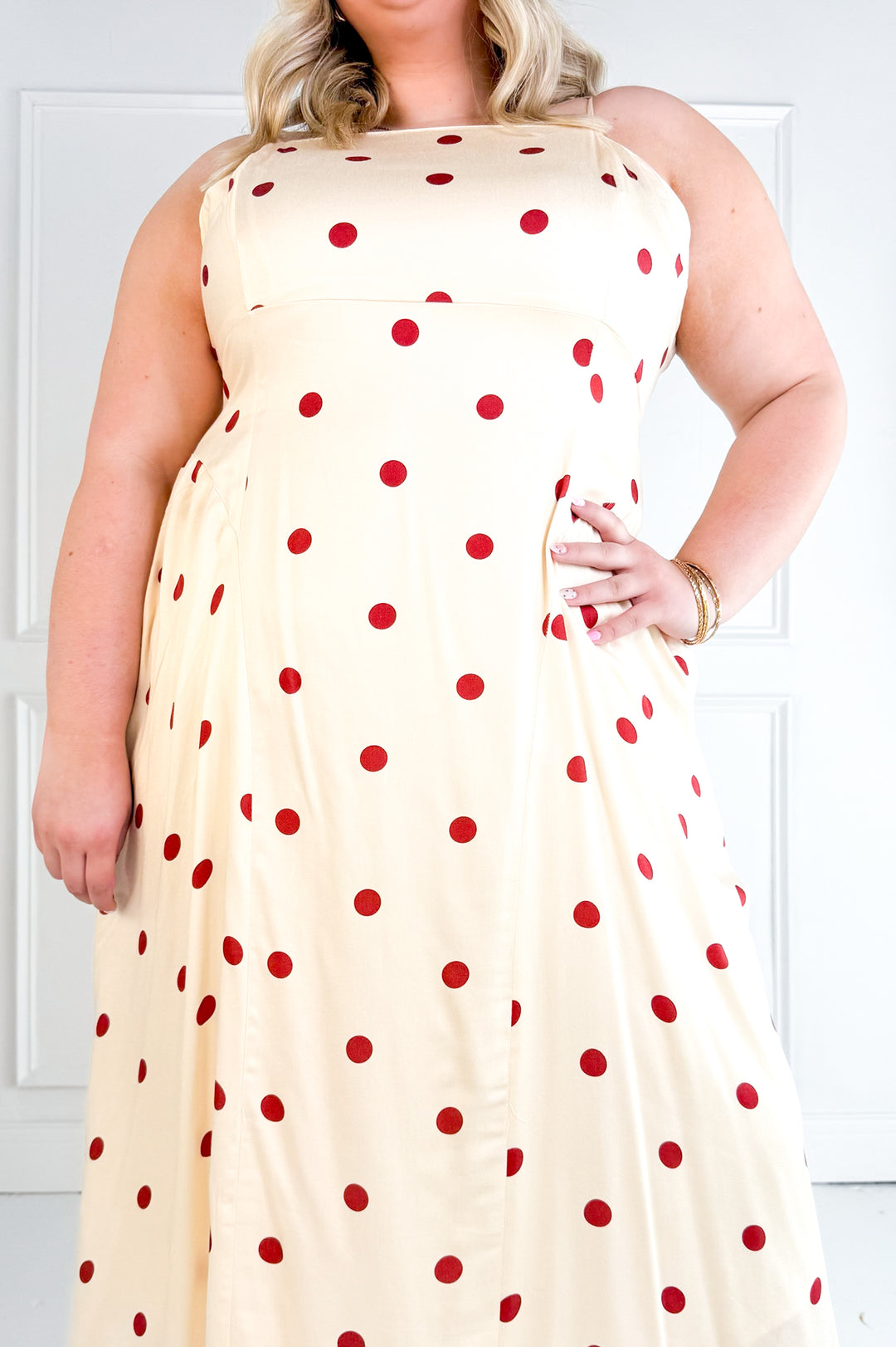 Curvy Polka Dot Picnic Midi Dress
