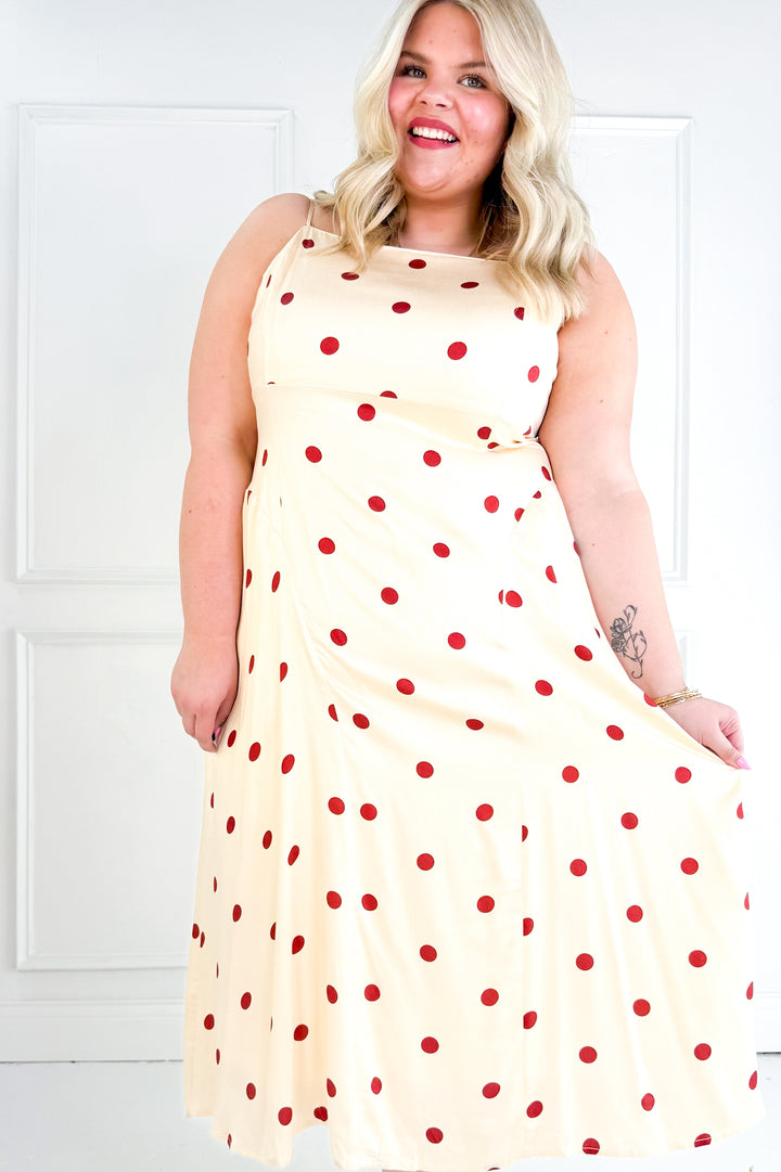 Curvy Polka Dot Picnic Midi Dress