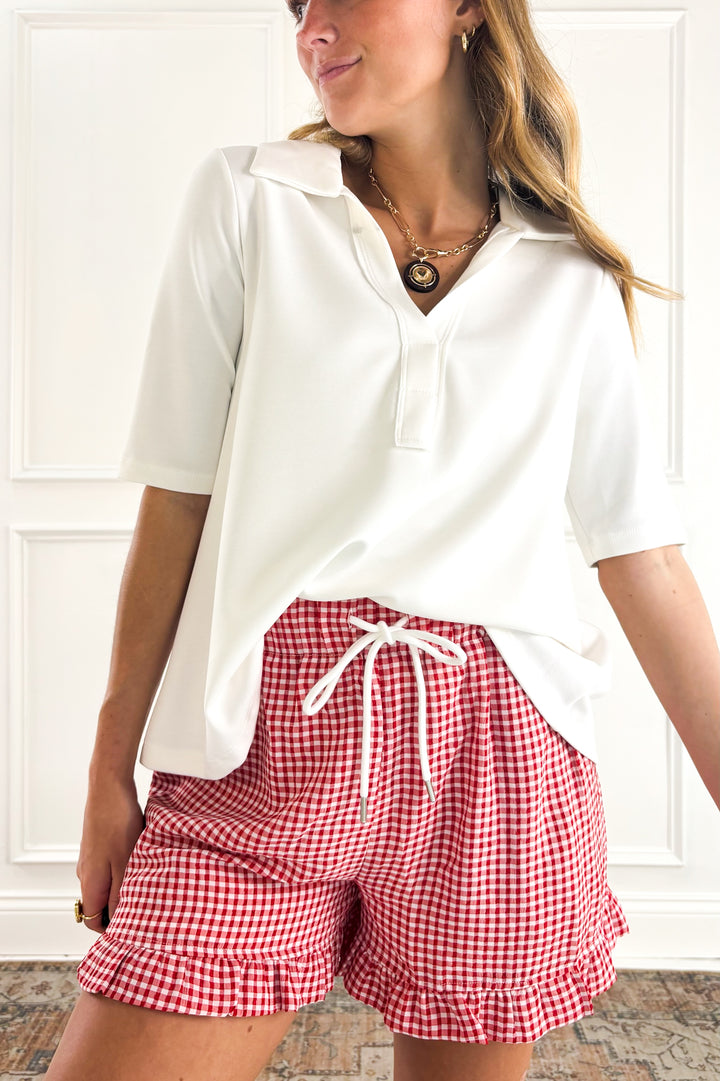 Open Half Sleeve Polo Top