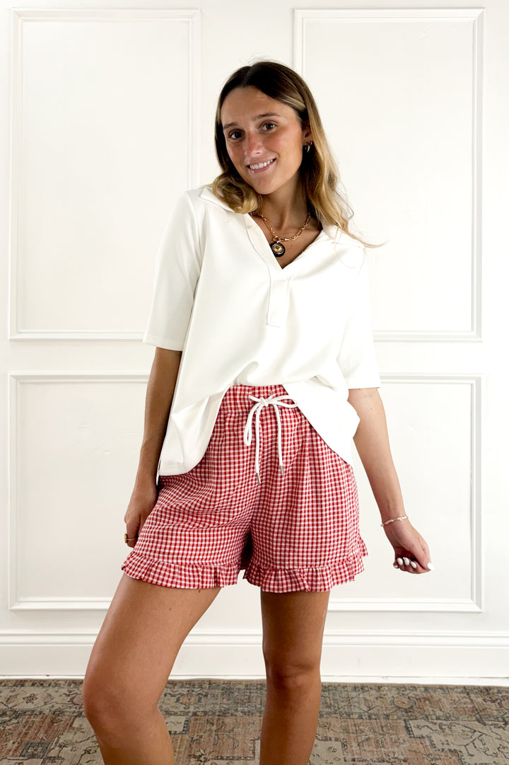 Open Half Sleeve Polo Top