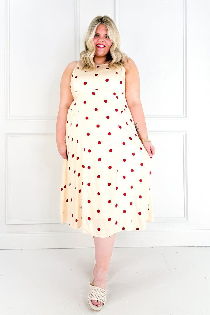 Curvy Polka Dot Picnic Midi Dress
