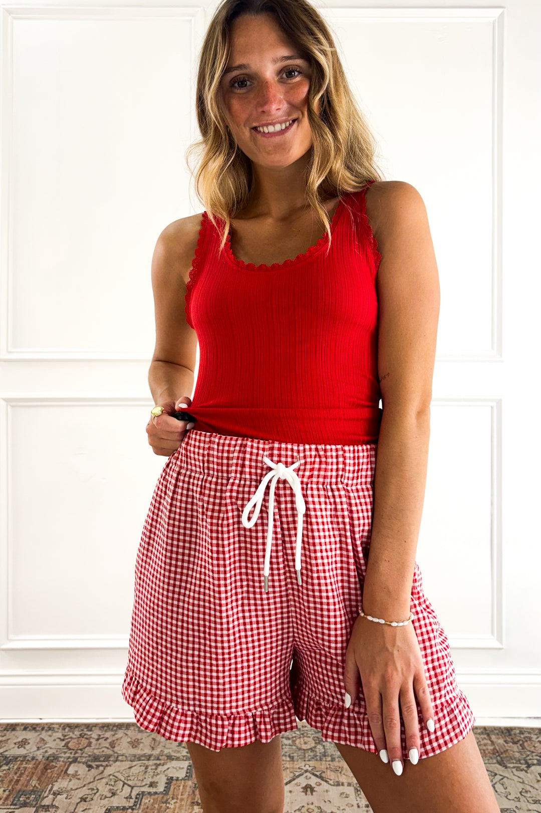 Gingham Check Ruffle Shorts