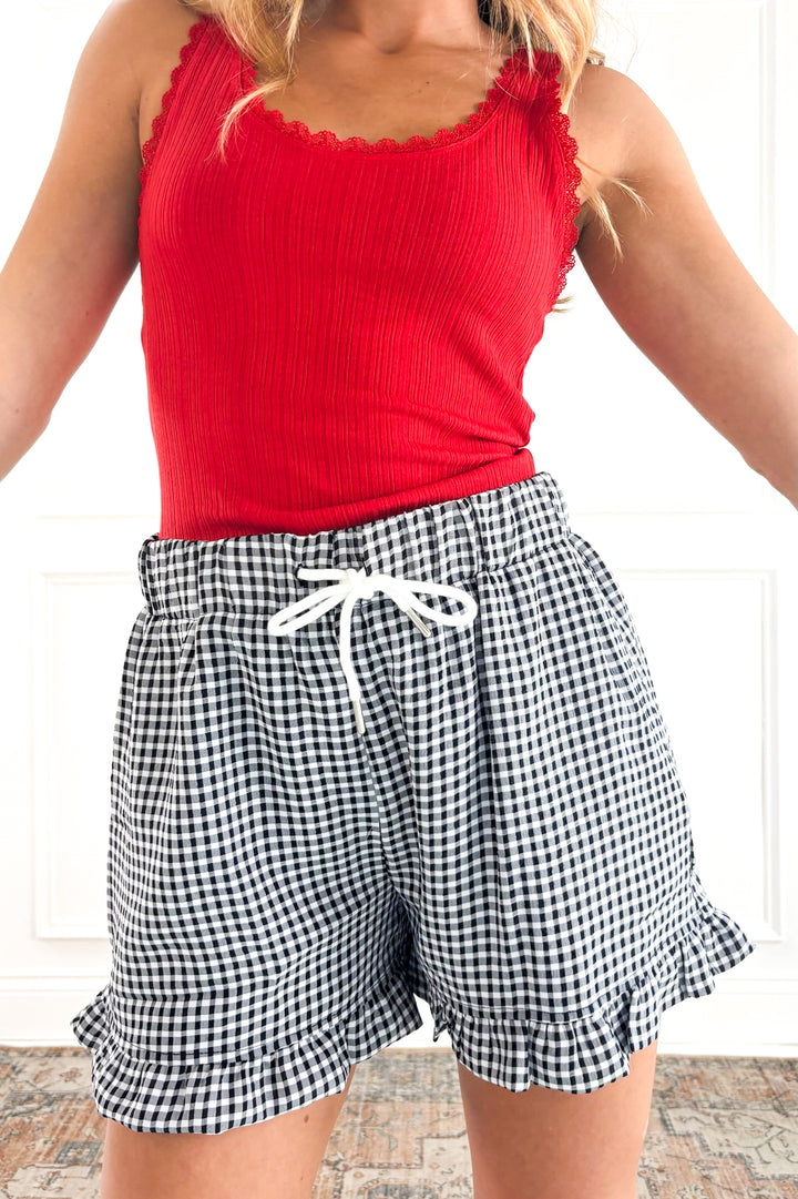 Gingham Check Ruffle Shorts