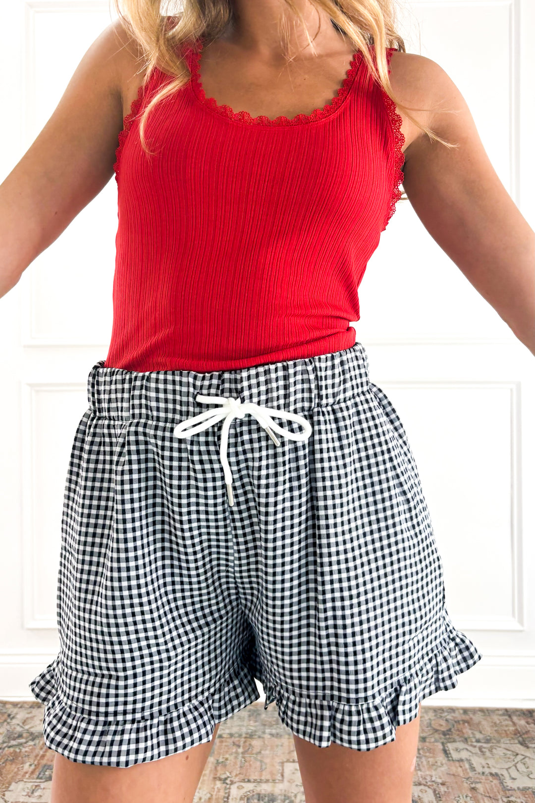 Gingham Check Ruffle Shorts