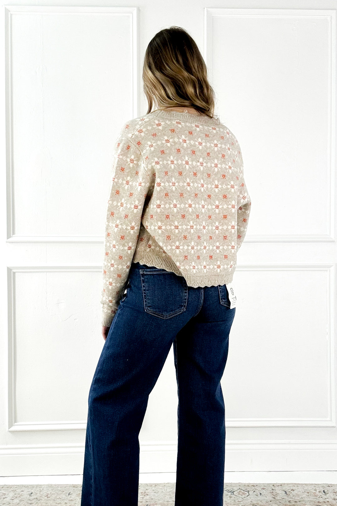 Floral Patterned Button Down Sweater Cardigan