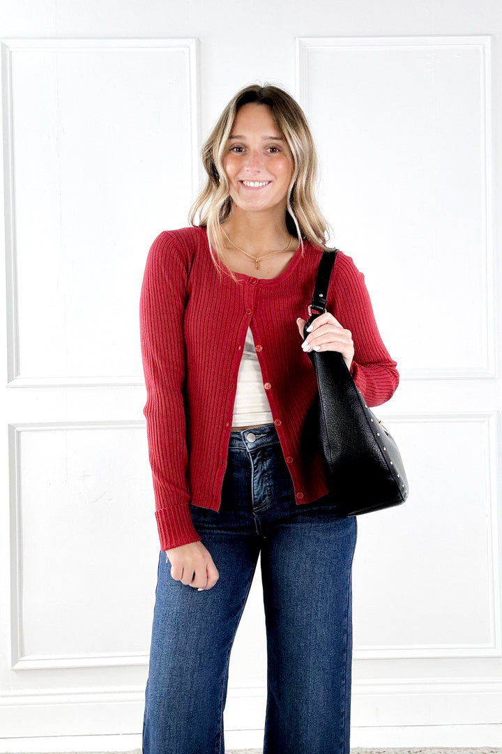 Lightweight Ribbed Button Up Cardigan