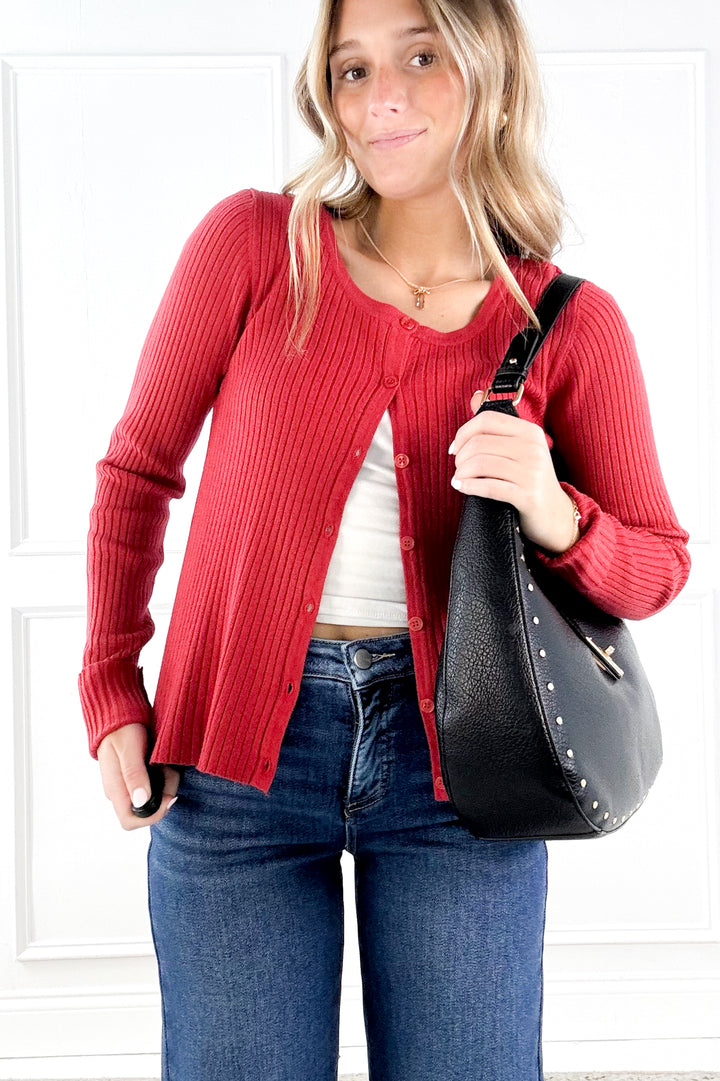 Lightweight Ribbed Button Up Cardigan