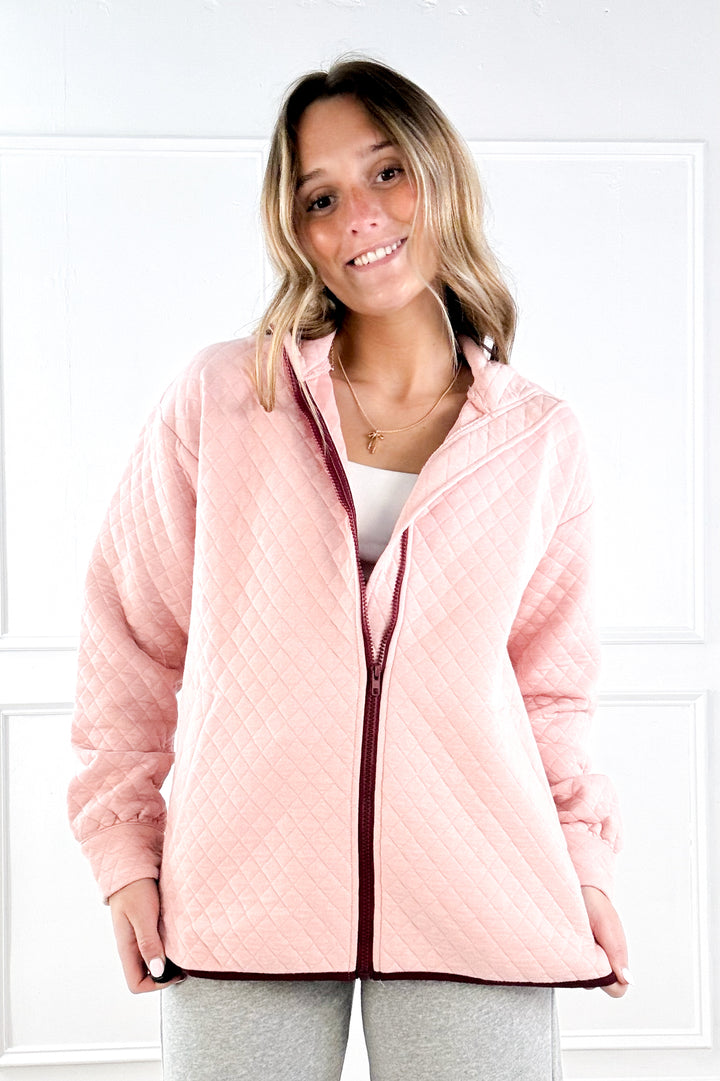 Quilted Zip Front Jacket with Side Pockets