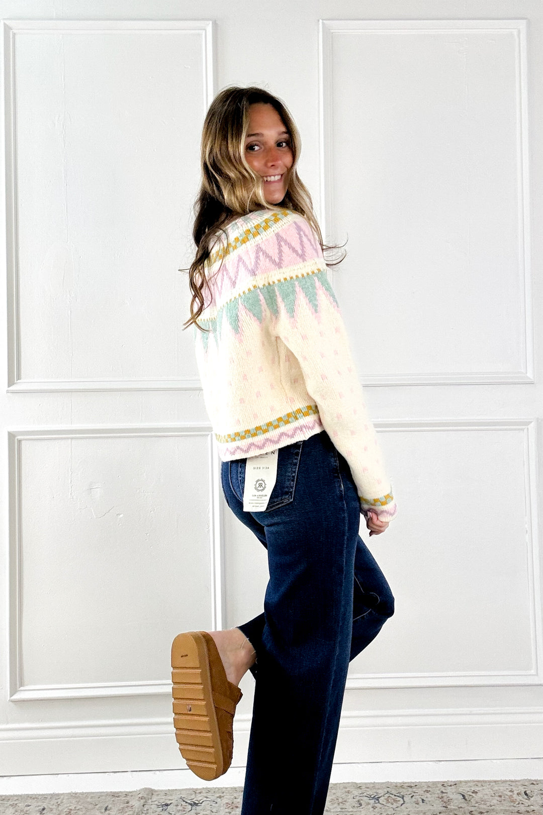 Pastel Fair Isle Jacquard Knit Cardigan