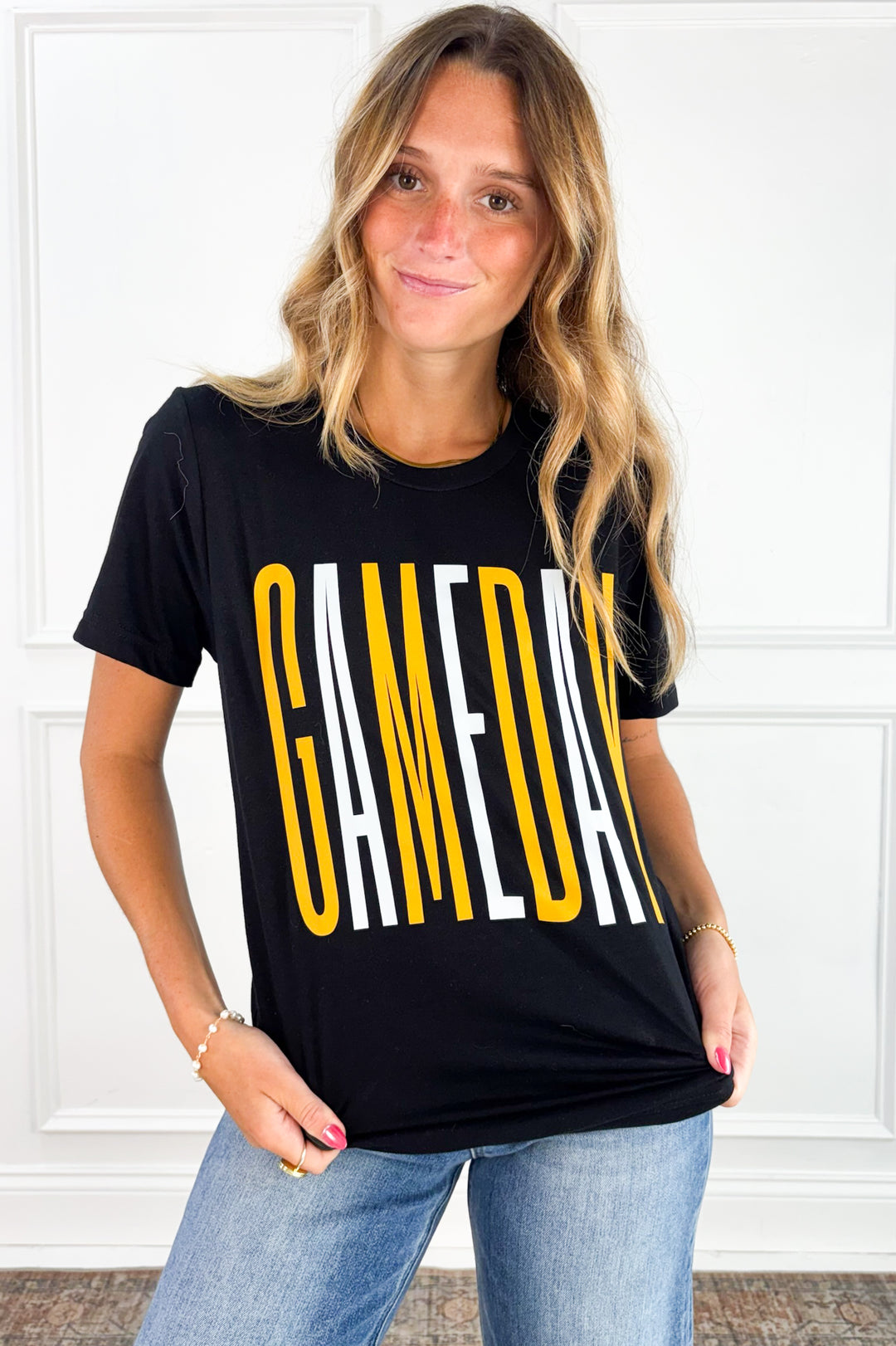 Tall White & Gold Game Day Graphic Tee
