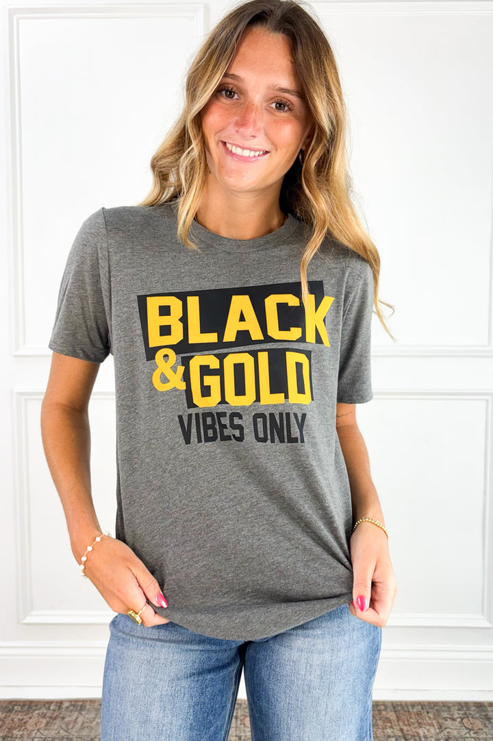Adult Black & Gold Vibes Only Graphic Tee