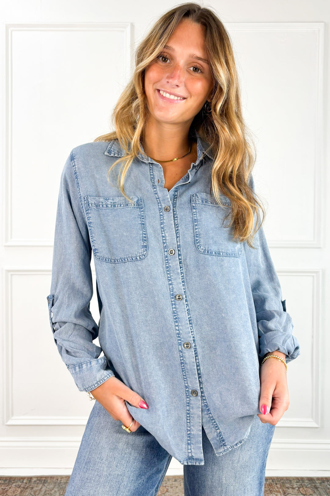 Weekend Drift Chambray Button Down