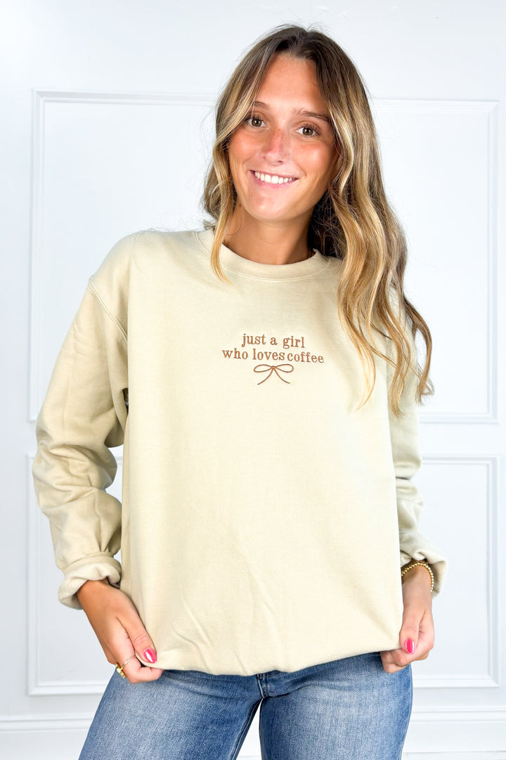 Just a Girl Who Loves Coffee Graphic Crew
