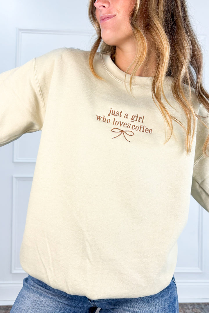 Just a Girl Who Loves Coffee Graphic Crew