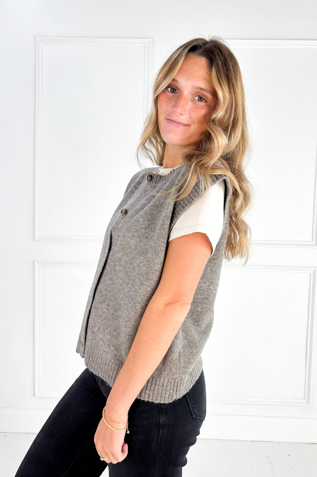 Marled Crew Neck Sweater Vest