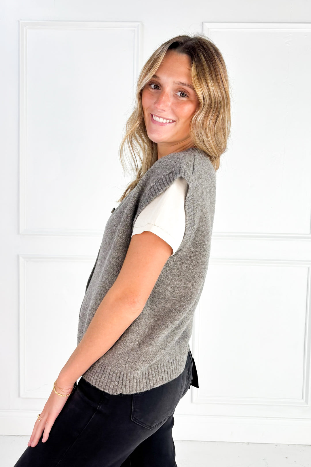 Marled Crew Neck Sweater Vest