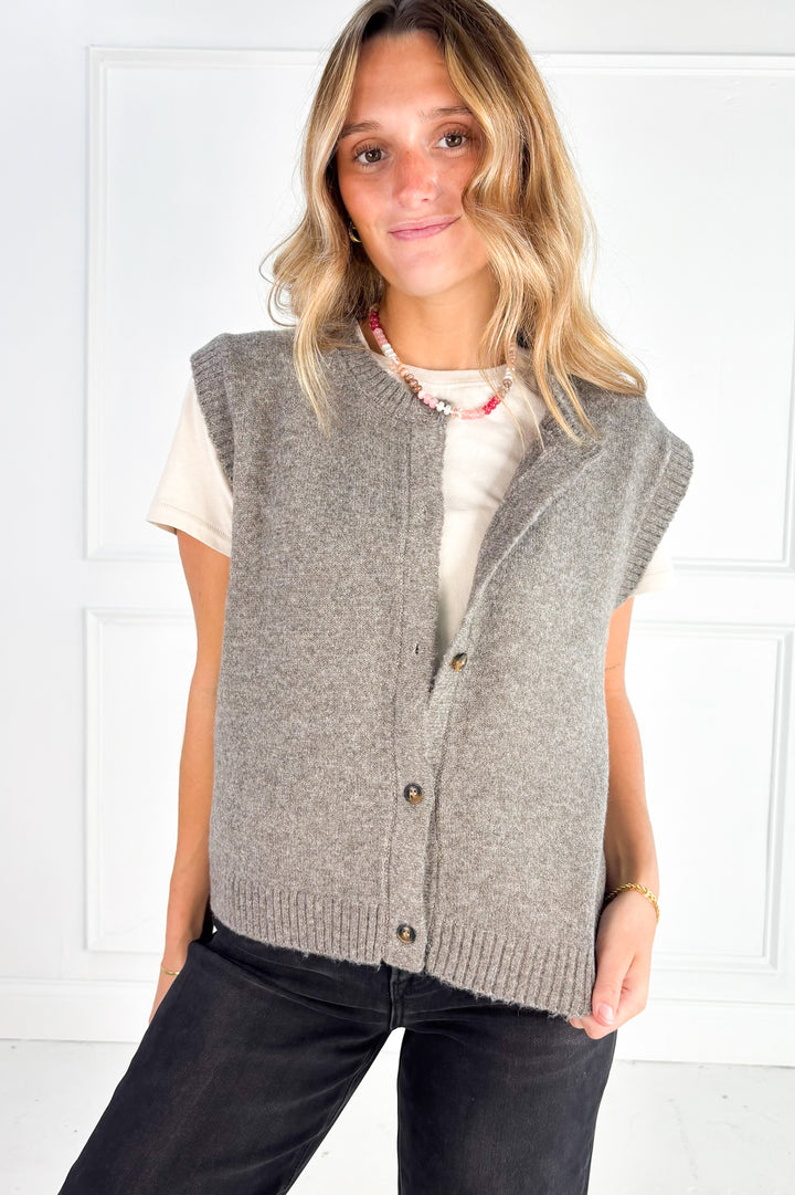 Marled Crew Neck Sweater Vest