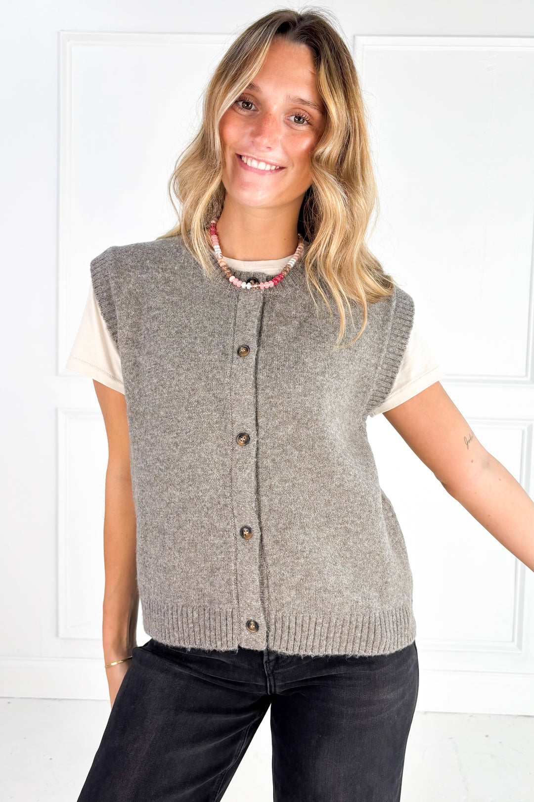 Marled Crew Neck Sweater Vest