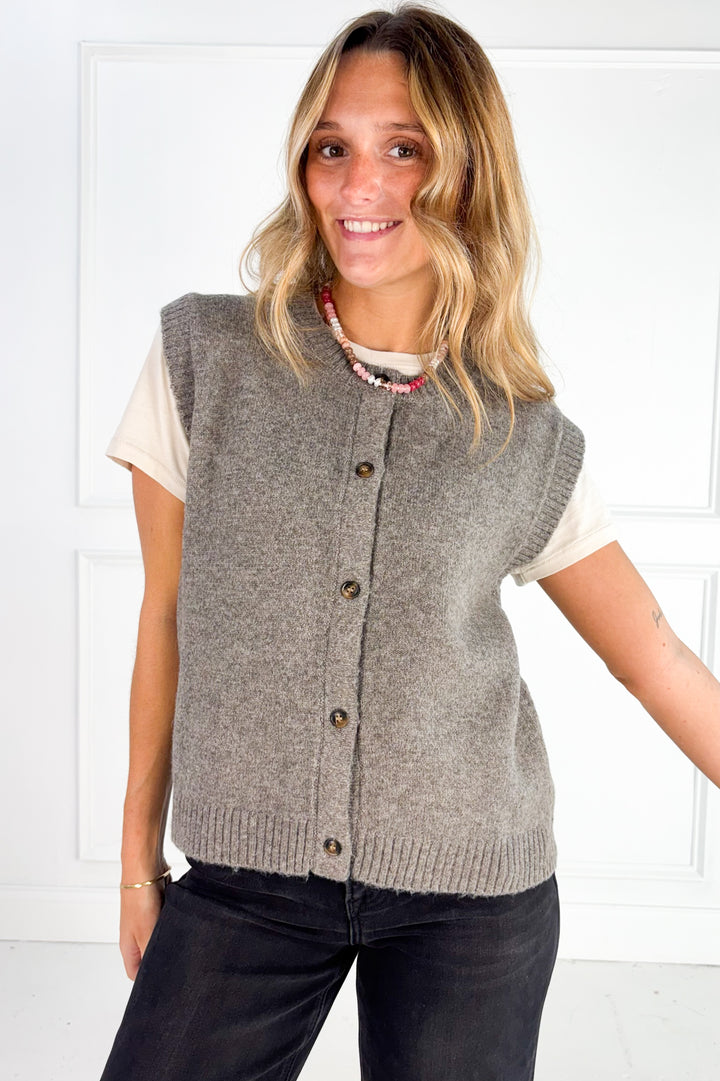 Marled Crew Neck Sweater Vest