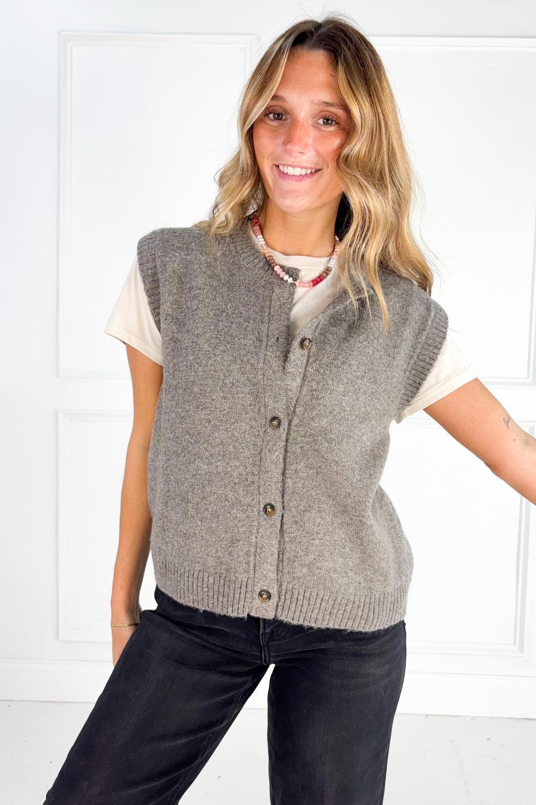 Marled Crew Neck Sweater Vest