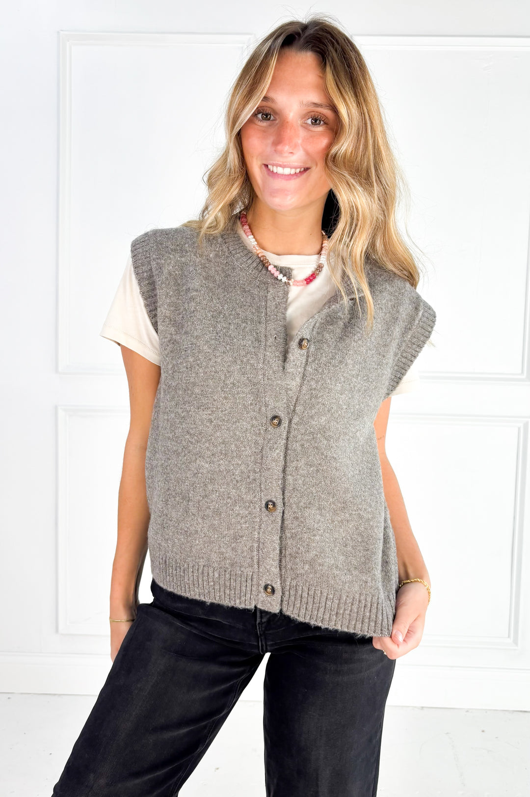 Marled Crew Neck Sweater Vest