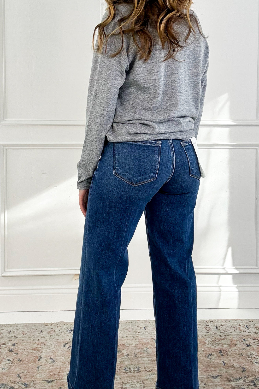 Risen High Rise Ankle Straight with Crease Line Detail