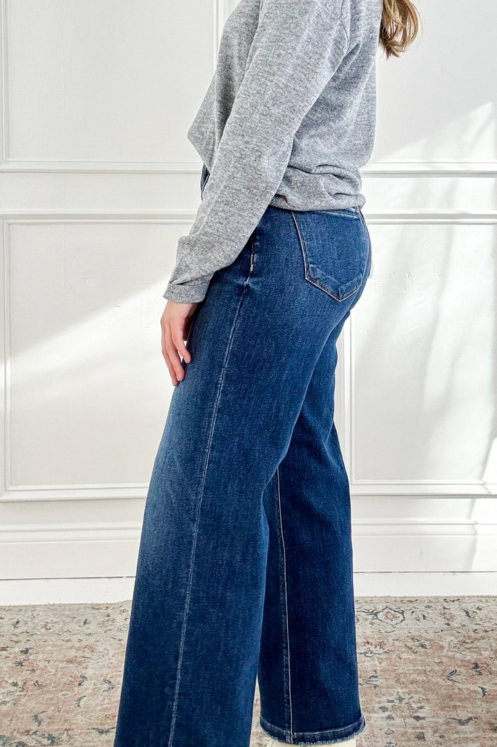 Risen High Rise Ankle Straight with Crease Line Detail