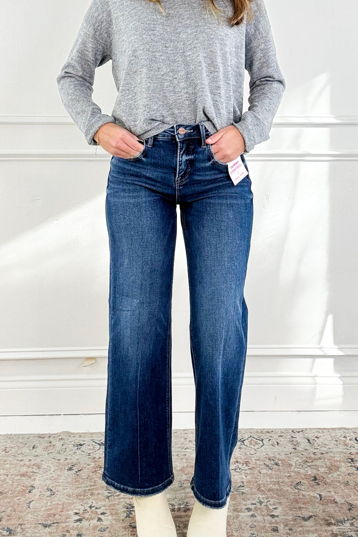 Risen High Rise Ankle Straight with Crease Line Detail