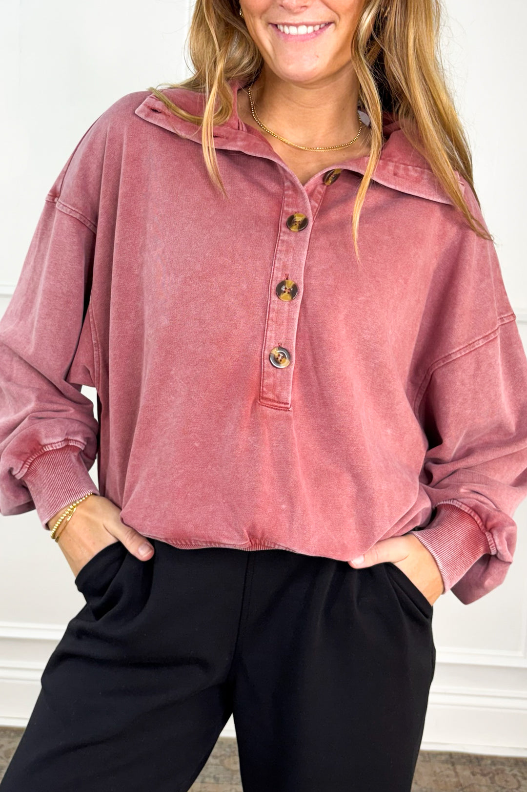 Vintage Rose Collared Pullover