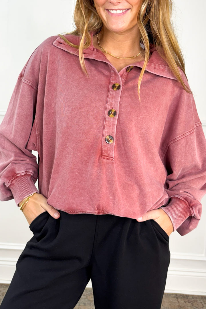 Vintage Rose Collared Pullover