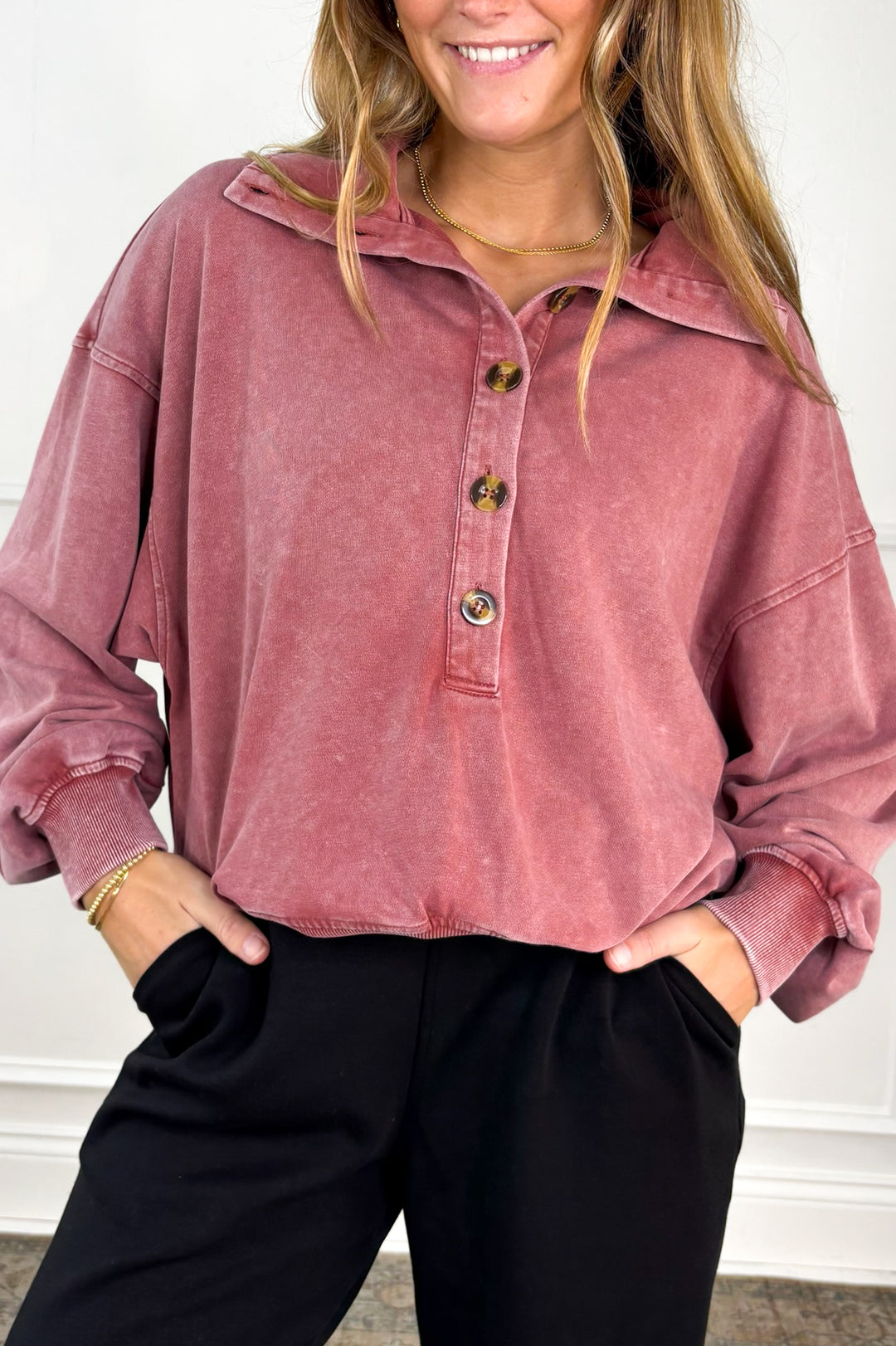 Vintage Rose Collared Pullover