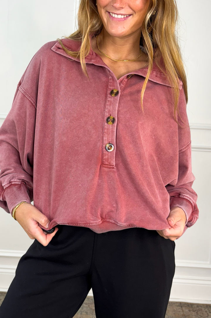 Vintage Rose Collared Pullover