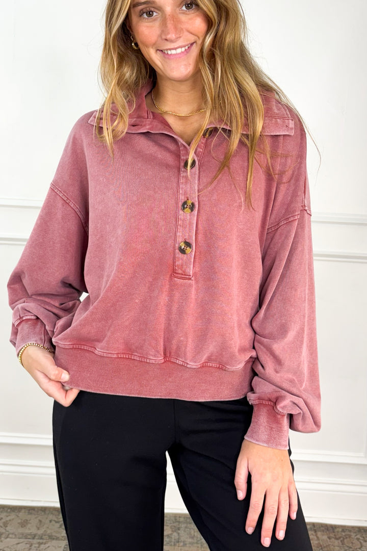 Vintage Rose Collared Pullover