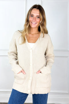 Everyday Ease Button-Front Cardigan – Oatmeal
