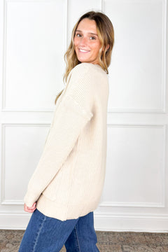 Everyday Ease Button-Front Cardigan – Oatmeal