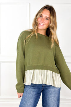 Olive You More Bow Back Sweater