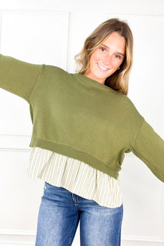 Olive You More Bow Back Sweater